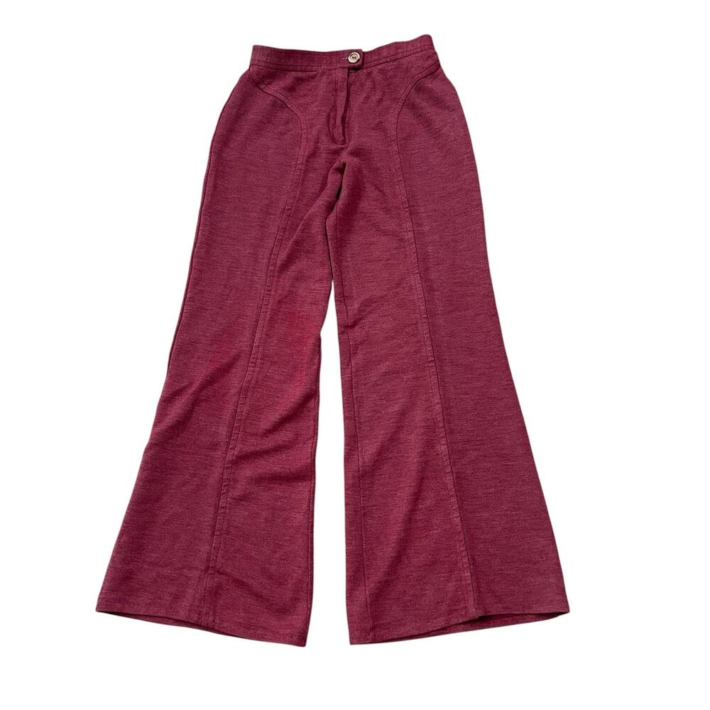 Vintage 70s Purple Bell Bottom Pants XS 24-25 Waist High Waisted Flare Disco -